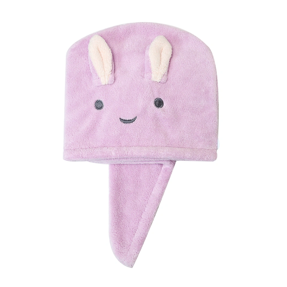 Hair Drying Bath Caps Thickened Super Absorbent Rabbit Ear Shape Towel Wrap (Lavender)