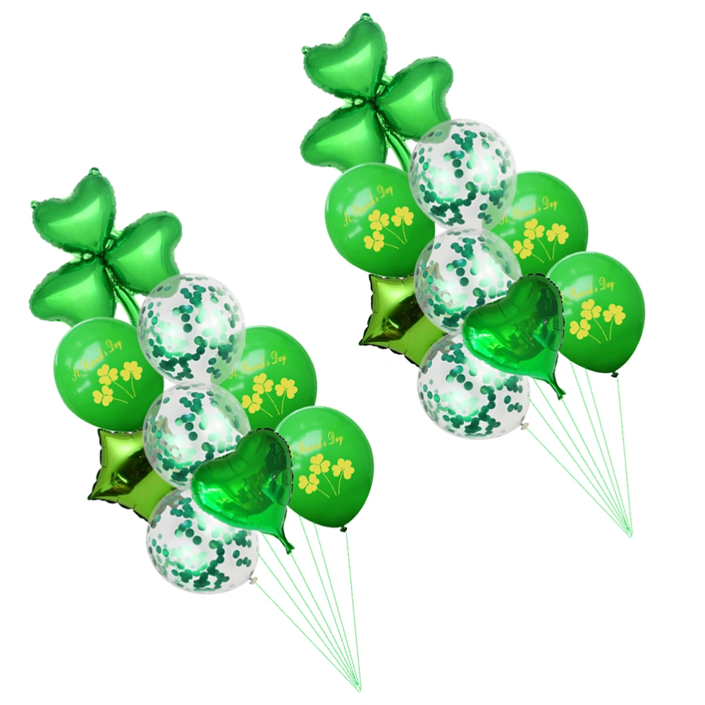 18PCS Latex Clover Balloons Decor St. Patrick's Day Balloons Decor Creative Party Accessories for Wall Ceilings Decor Without Ribbon