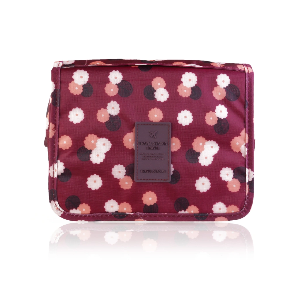 Portable Waterproof Hanging Wash Bag Toiletry Bag Travel Cosmetic Bag Pouch Organizer (Wine Red)