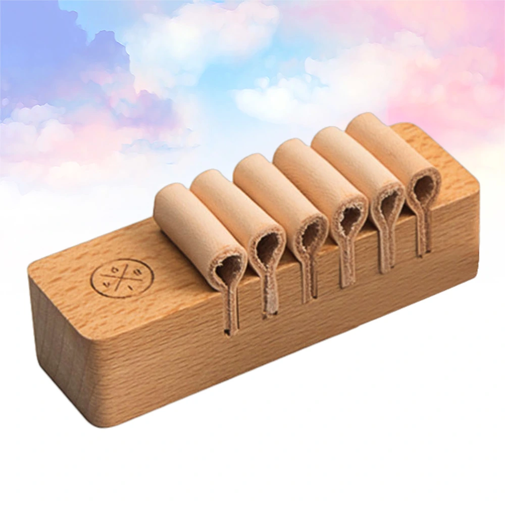 1PC Desktop Cable Clips Wooden Bundle Wire Trimmer Charging Line Storage Hub for Home Office (The Original Wood Color)