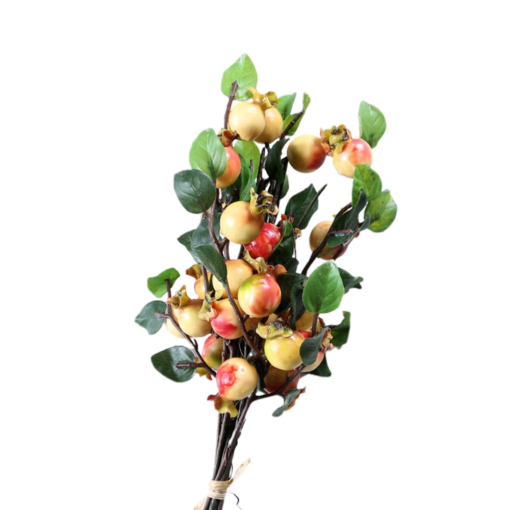 2Pcs Artificial Berries Lifelike Fruit Branch Pastoral Style Home Decoration Photograph Props Orange Red and Green