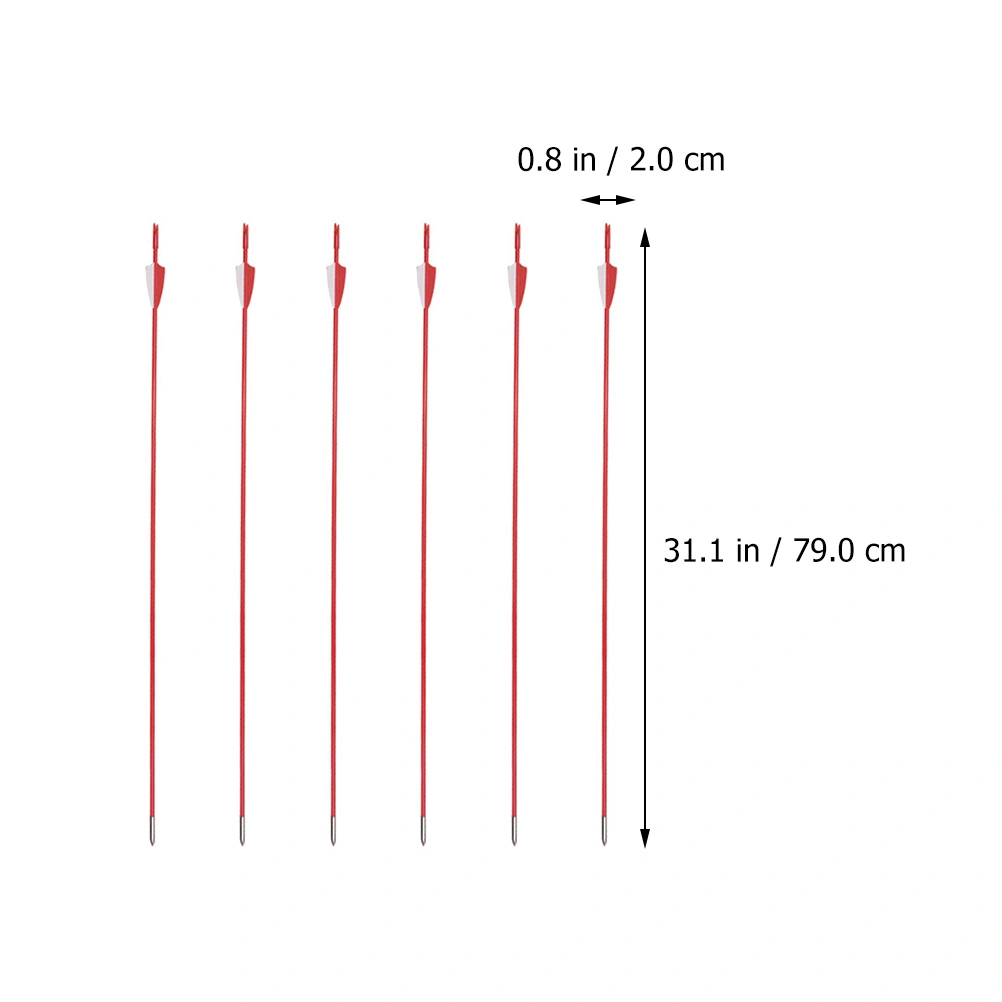 6pcs 6mm Archery Fiberglass Arrows Targeting Arrows Practice Hunting Arrows