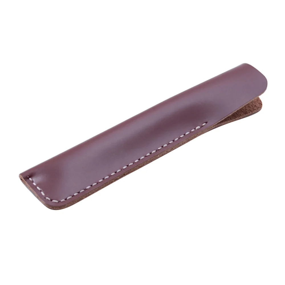 Leather Pen Case Holder Handmade Fountain Multi Pens Pouch Leather Pen Protective Sleeve Cover (Red Brown)