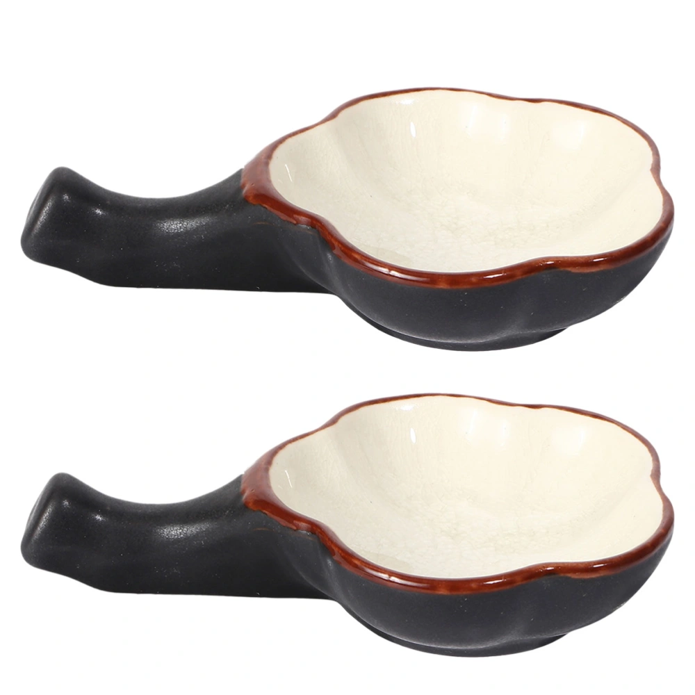 2 Pcs Ceramic Ink Dish Flower Shaped Ink Container Calligraphy Brush Tray