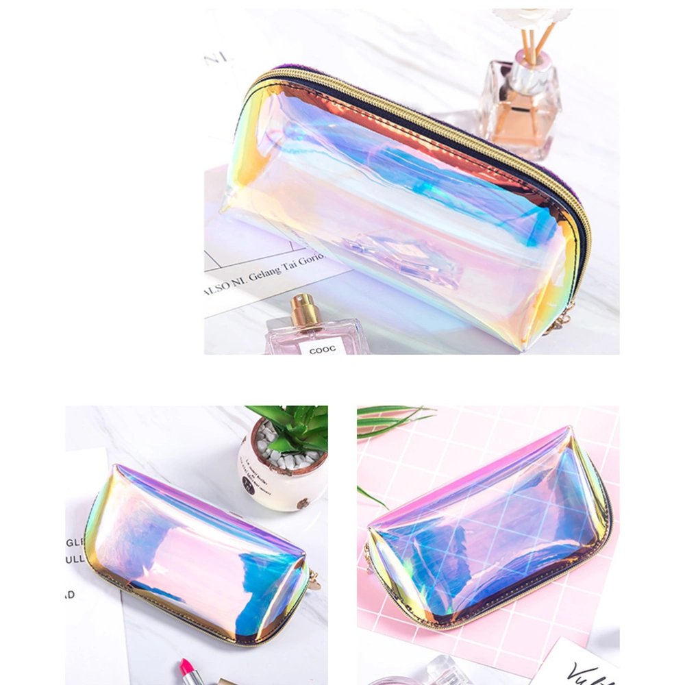 2Pcs Transparent Handbag Waterproof Makeup Bag Shiny Clear Handbag Storage Bag for Women Ladies