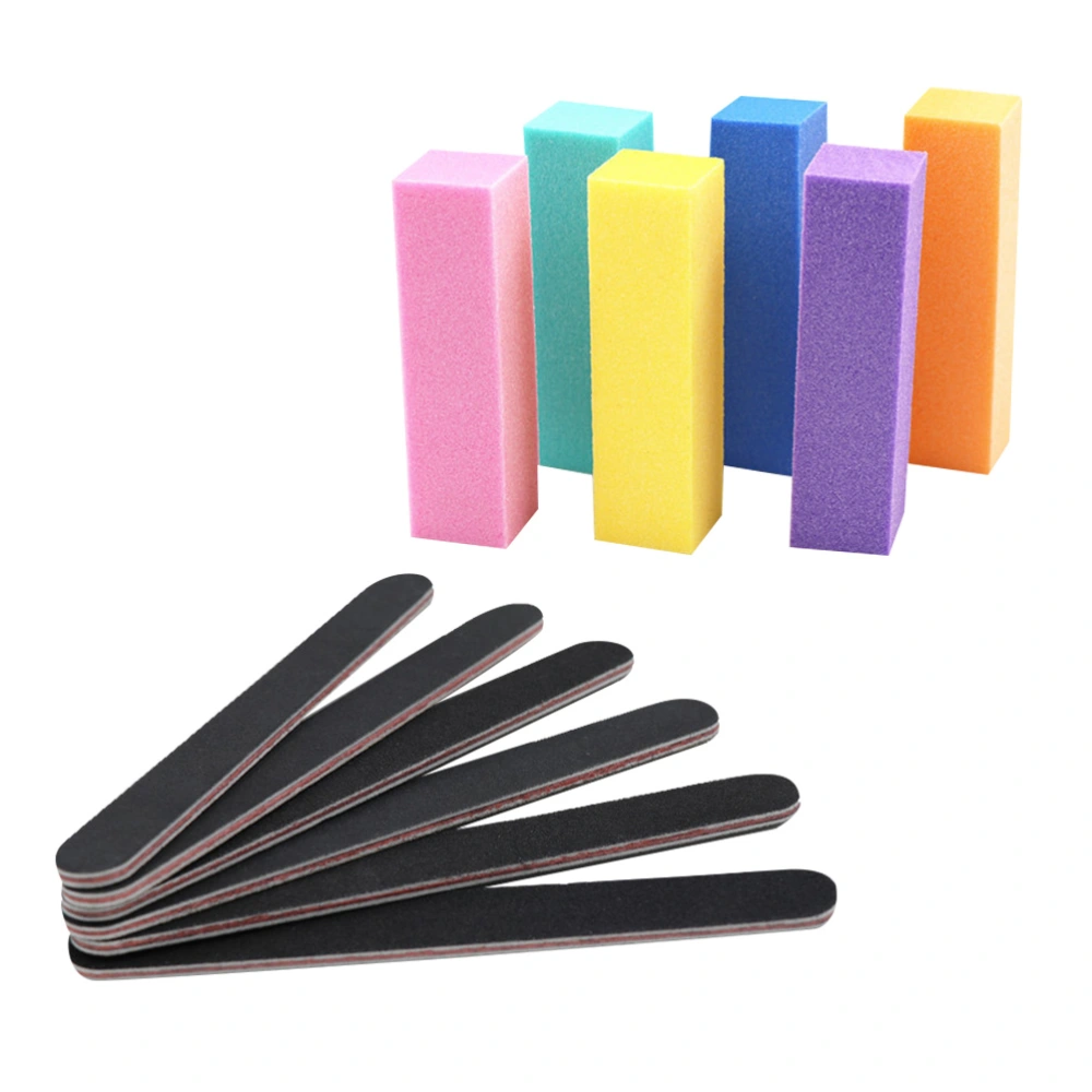 12PCS Nail Files Durable Brush Polishing Buffers Sanding Nail File Art Tool