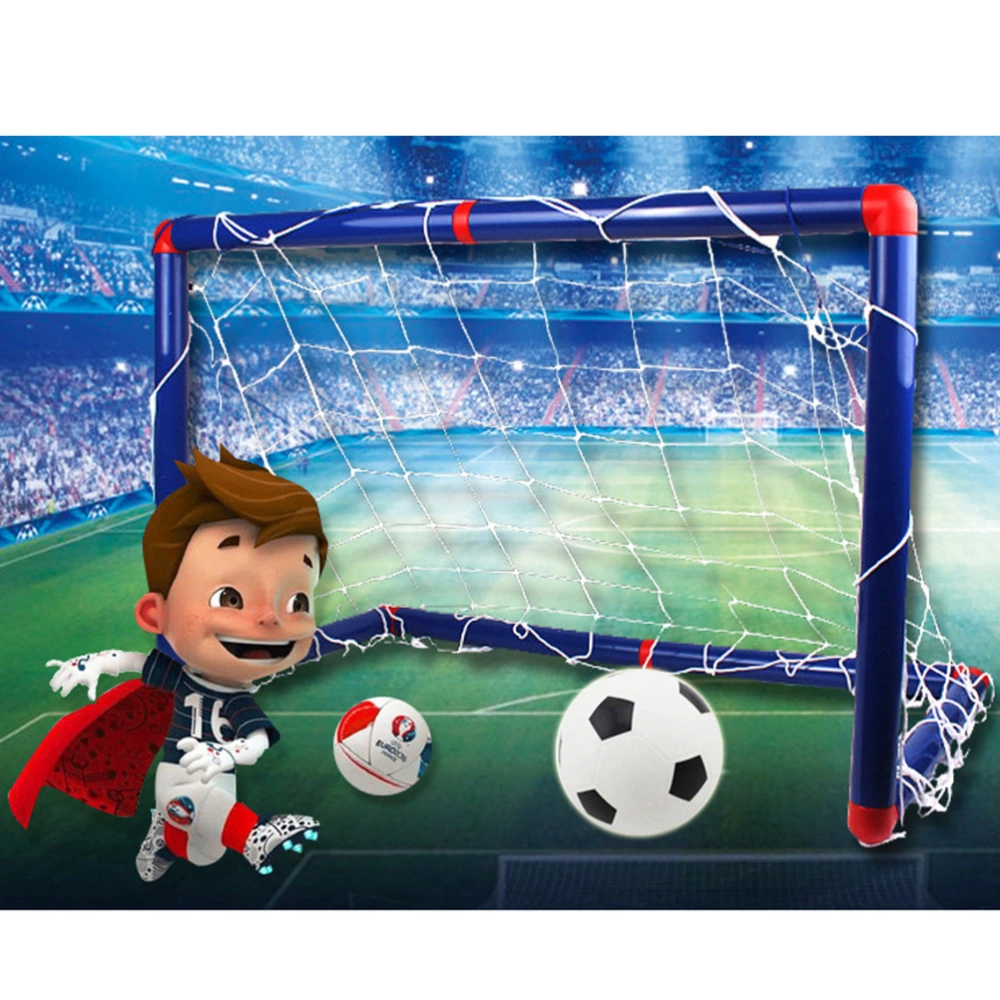 1 Set Outdoor DIY Football Plaything Kit Soccer Goal Net Football Assemble Tube Accessorie Inflator for Kids Outdoor Training Game Toy (Blue, 90CM Height)