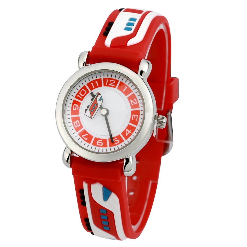 1PC 3D Silicone Wrist Watch Cartoon Subway Wrist Watch Eco-friendly Wristwatch Creative Waterproof Wrist Watch for Students Kids Wearing Red