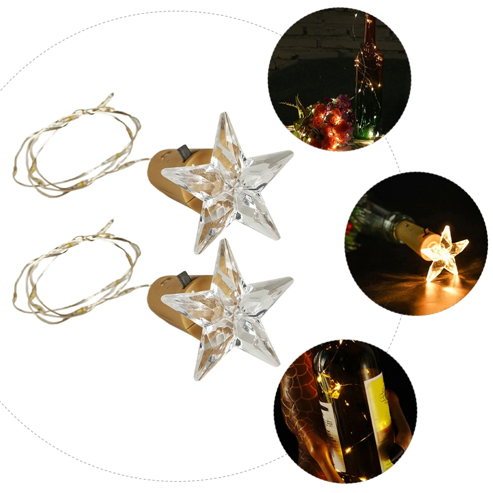 2pcs Wine Cork String Lights Decorative Star-shaped Lights Bottle Cork Lights