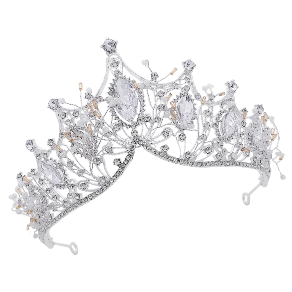 1pc Handmade Baroque Style Crown Headband Crystal Headdress Alloy Crown for Girl