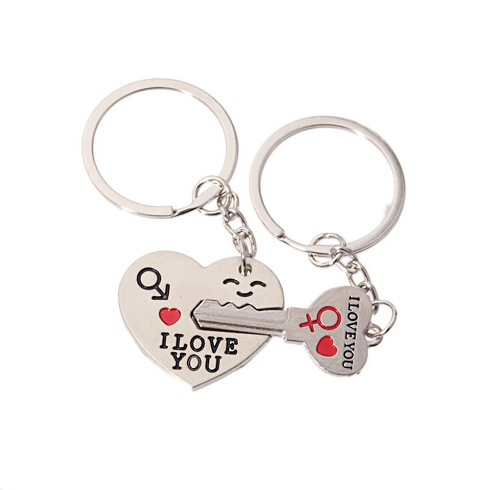 Pair of I LOVE YOU Keyring Heart Key Chain for Valentine's Day Gift