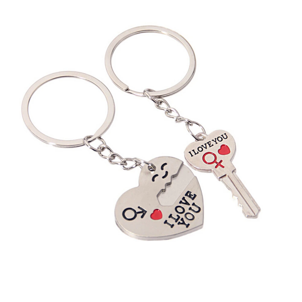 Pair of I LOVE YOU Keyring Heart Key Chain for Valentine's Day Gift