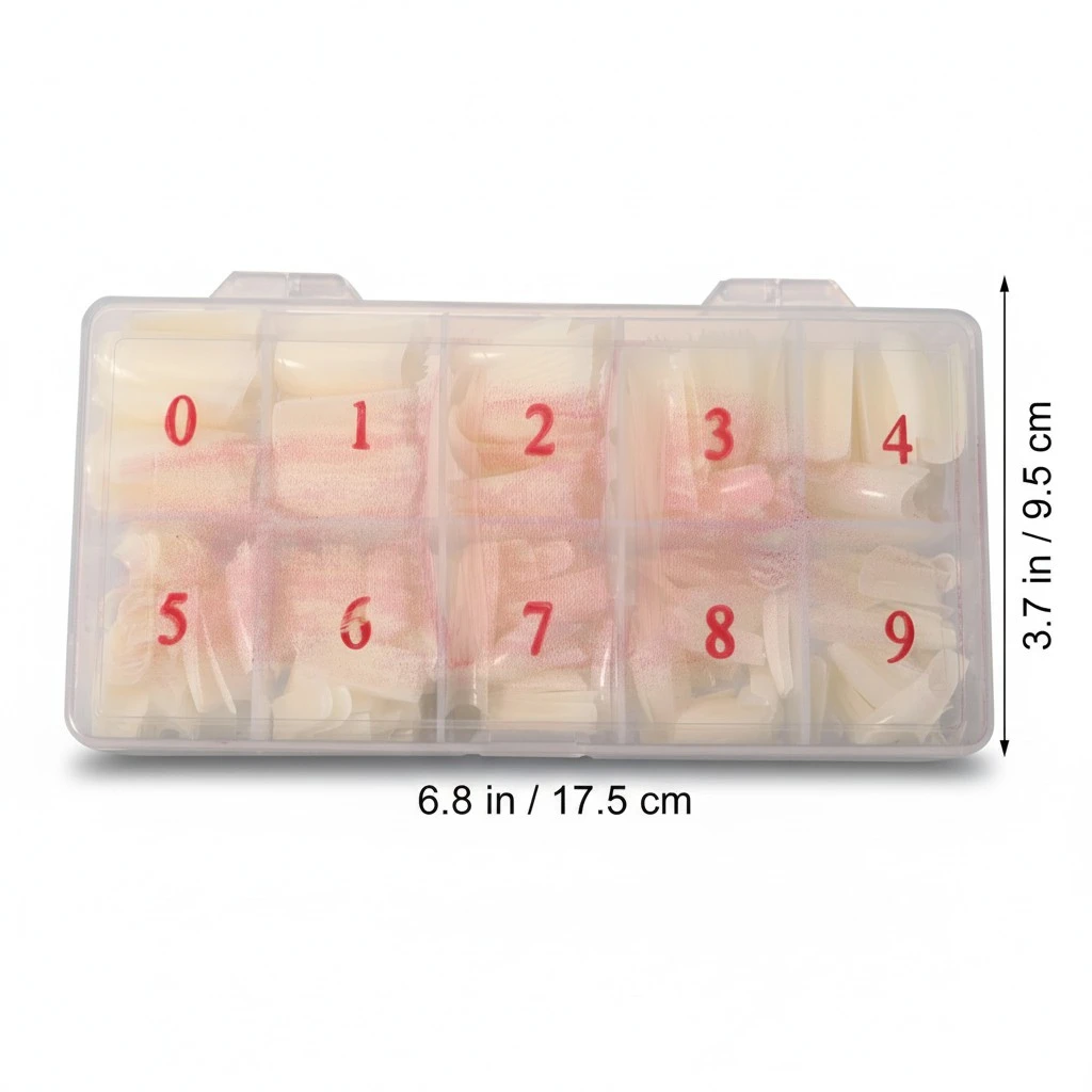 1 Box Fake Nail Pieces Plain Color Nail Decals Artificial Nails Pastes DIY Manicure Supplies for Christmas (French)