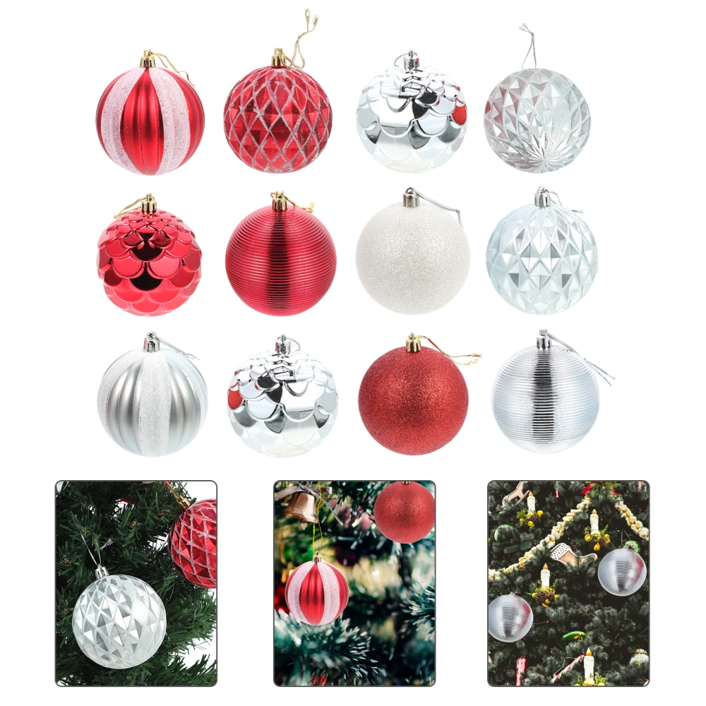 12pcs Xmas Tree Balls Hollow Glitter Balls Exquisite Home Party Decoration