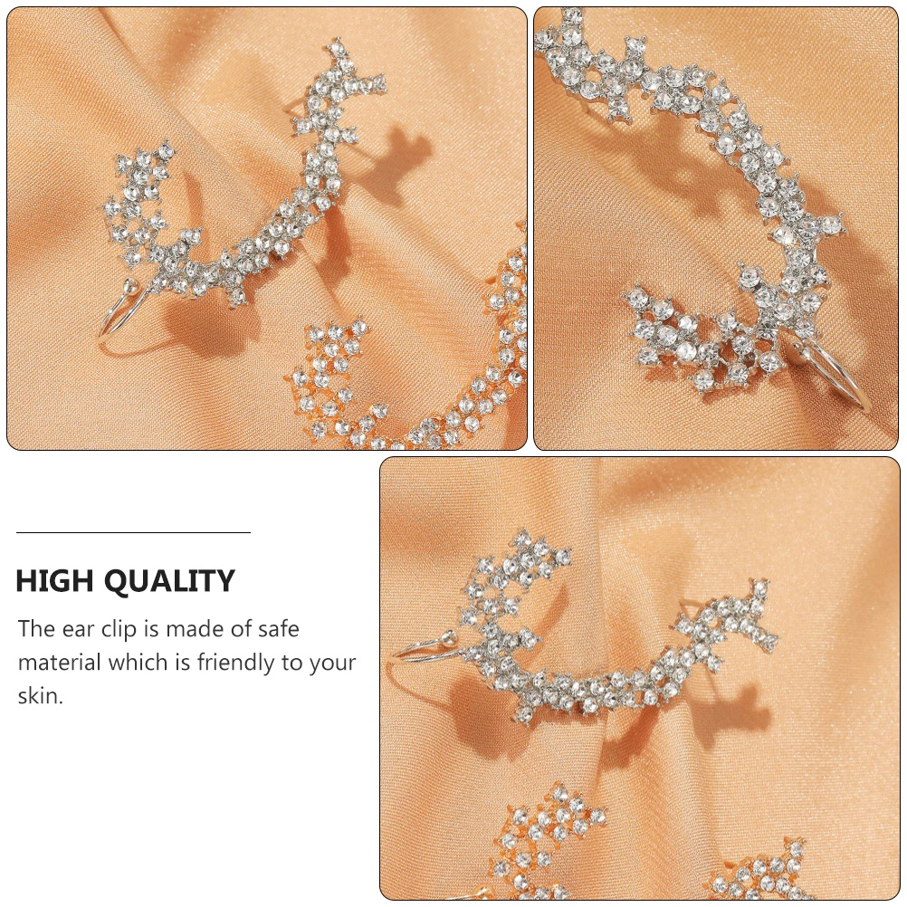 1pc Pearl Ear Clip Shiny Earrings Pentagonal Earring Rhinestone Ear Decor