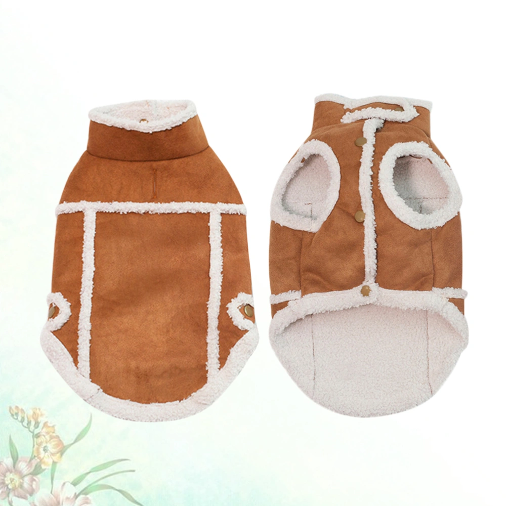 Winter Pet Warm Coat England Style Clothes Suede Fabric Pet for Puppy Dog (Brown, Size M)