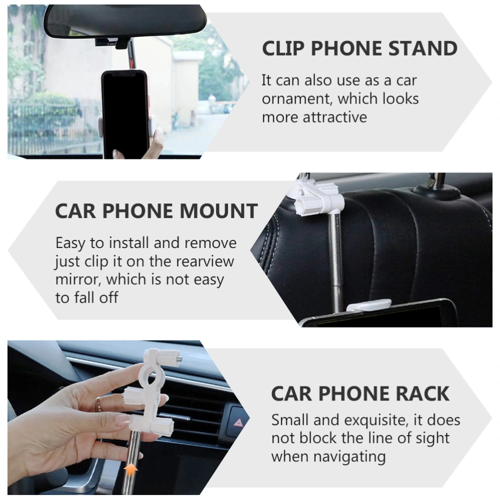 1Pc Car Phone Mount Phone Navigation Rack Rearview Mirror Clip-on Phone Rack