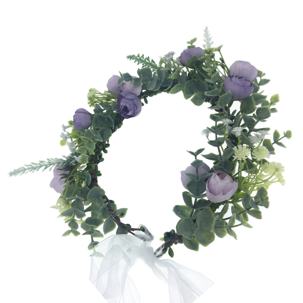 1pc Cloth Garland Bridal Elegant Wreath Hair Hair Accessory for Wedding Party Engagement (Purple)