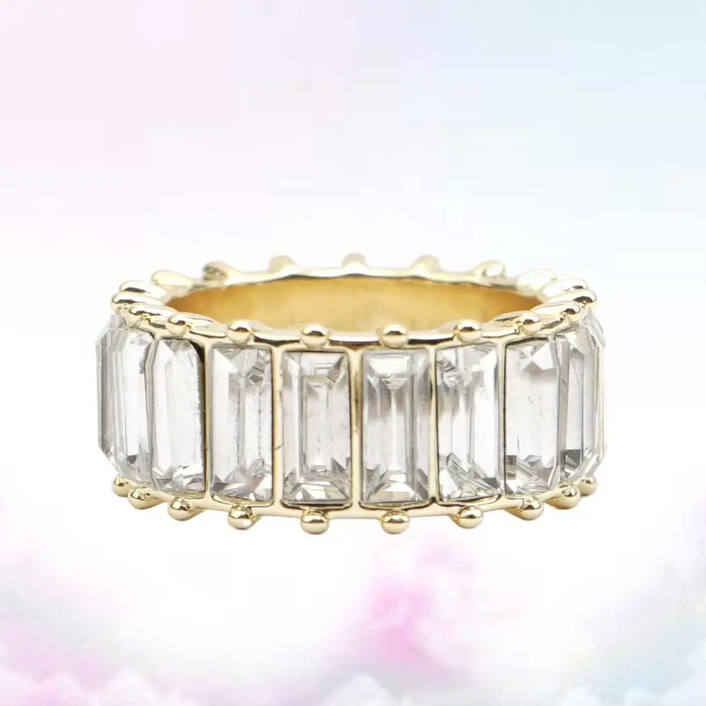 Female Rings Elegant Finger Rings Crystal Rings Finger Decoration Jewelry Rings White 9
