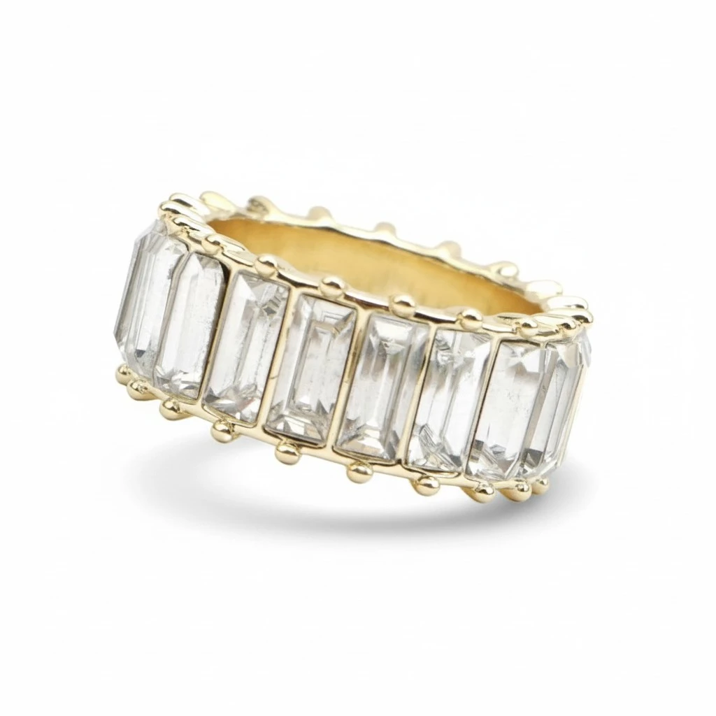 Female Rings Elegant Finger Rings Crystal Rings Finger Decoration Jewelry Rings White 9