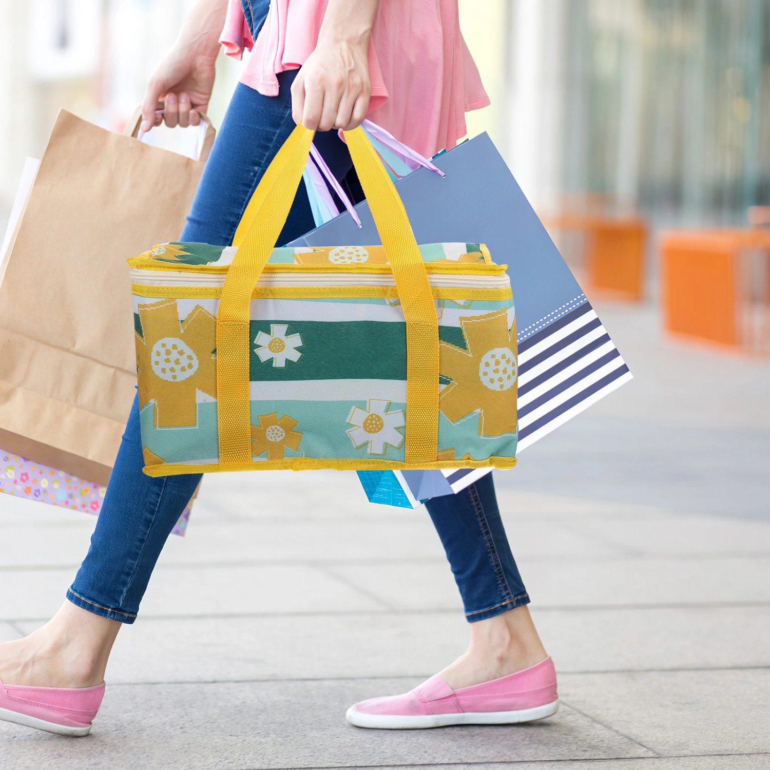 Portable Picnic Basket Insulated Lunch Bag Decorative Picnic Bag Bento Carrier Bag with Handle