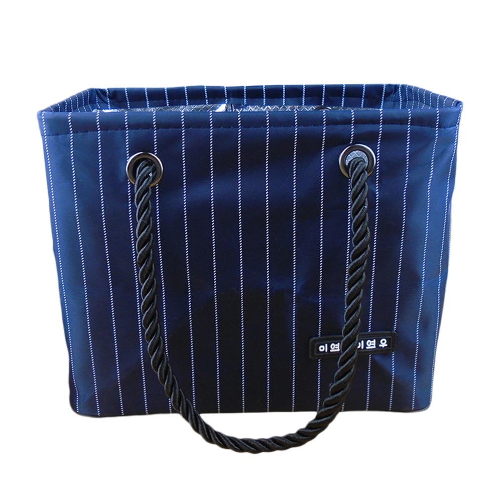 Portable Bath Shower Bag Waterproof Folding Toiletry Basket Large Capacity Bath Organizer for Shampoo Conditioner Soap and Other Bathroom Accessories (Navy Blue)