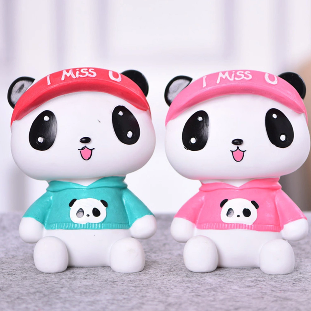 1Pc Creative Tennis Hat Panda Design Saving Pot Cartoon Piggy Bank Resin Desktop Adornment for Home Office