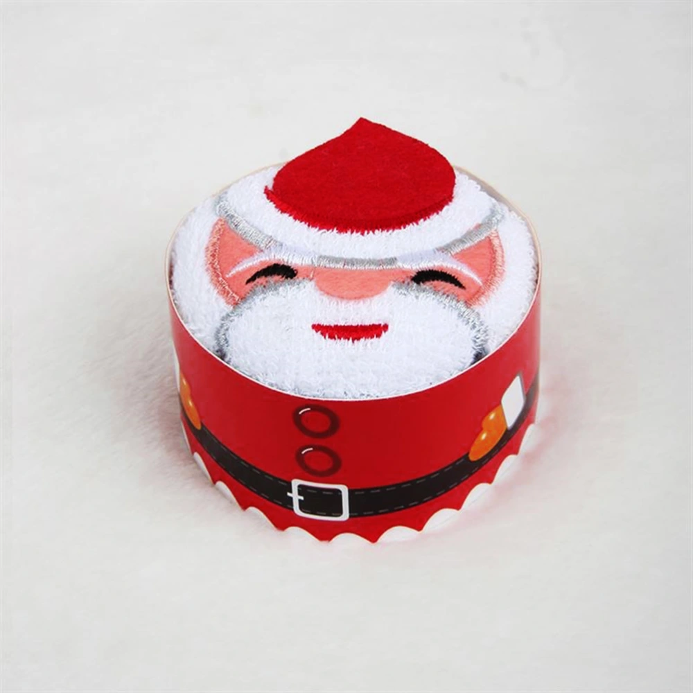 2PCS Christmas Towels Creative Cotton Bath Towel Cake Modelling Hand Towel Washcloth Xmas Gift (Santa Claus)