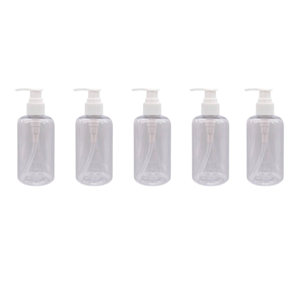 5Pcs Press Pump Bottle Shower Gel Subpackaging Bottle Refillable Bottle Travel Bottle White (250ml)