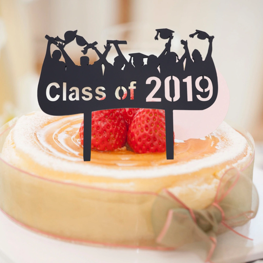 Graduate Cake Toppers Acrylic Class of 2019 Cake Toppers for Graduation Parties (Black)