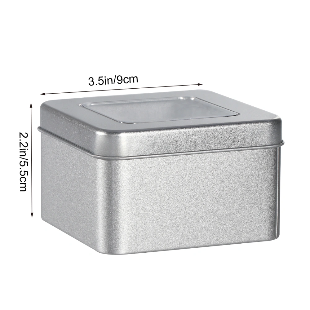 Matte Clear Square Empty Tin for Store Spices Candies Tea Gift Giving - Silver