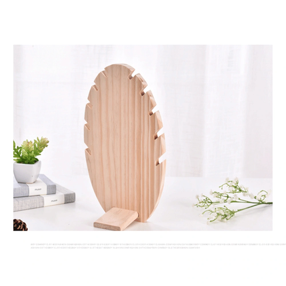 Wooden Storage Rack Delicate Fan Shaped Display Stand Jewelry Necklace Holder Bracket for Home Shop (26x16x1.8cm)