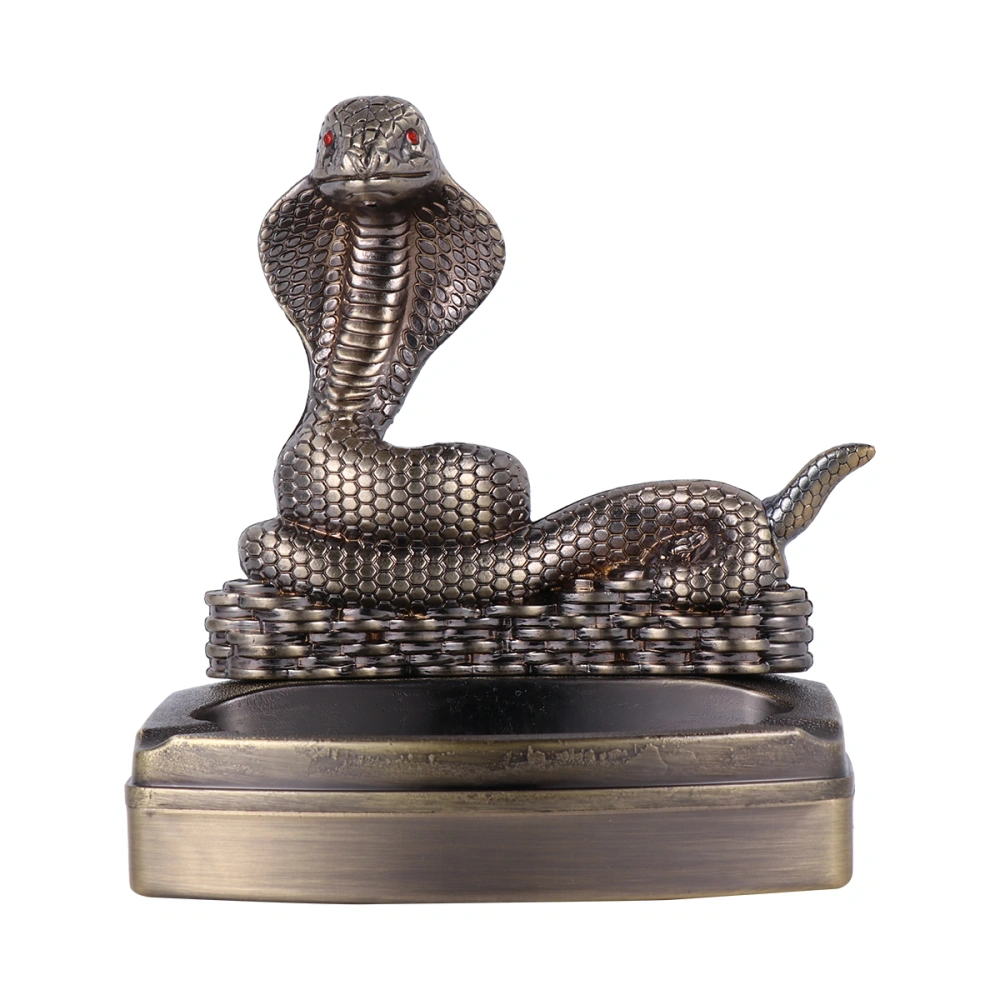 Multifunctional Ashtray Metal Snake Shaped Tobacco Jar Creative Desktop Decoration Cigarette Butt Holder