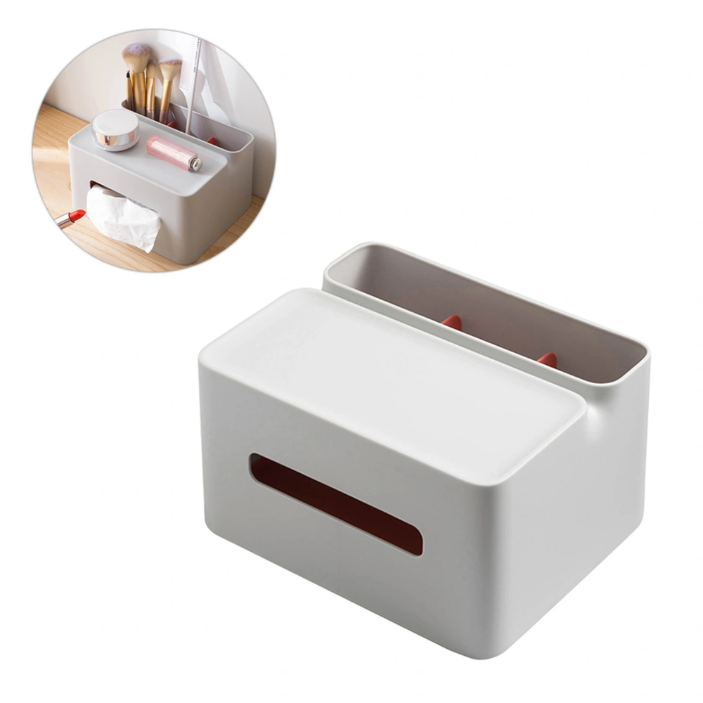 Tabletop Tissue Box Tissue Storage Box Plastic Storage Box Multi Function Storage Box (Grey)