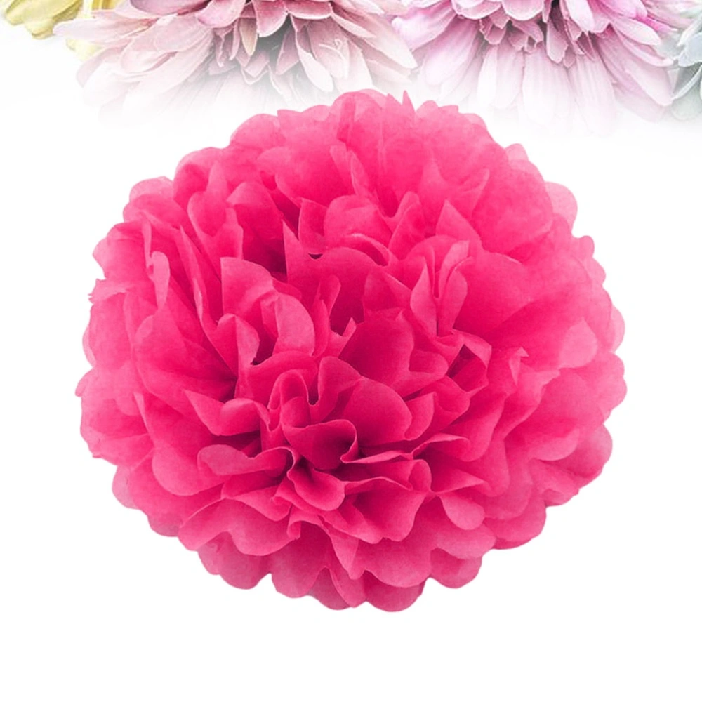 5PC 15CM Paper Pompoms Flower Balls Pom Poms Party Wedding Scene Layout Paper Flower Ball Holiday Decoration Flower Balls (Rosy)