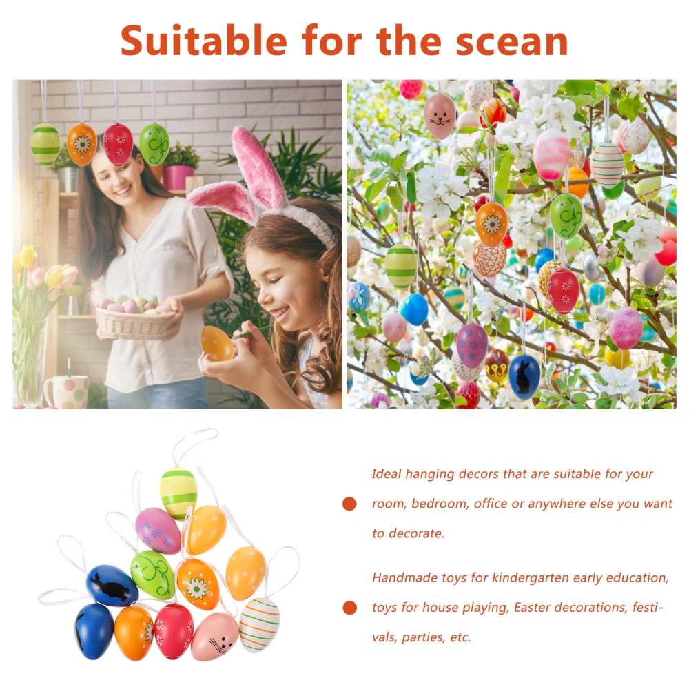 12pcs Easter Egg Ornaments DIY Egg Party Pendants Egg Painting Toys (Mixed Style)