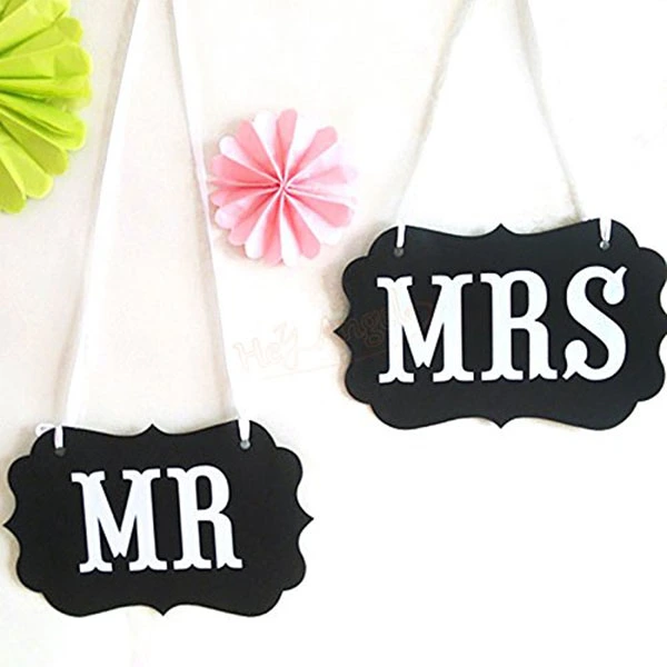 Vintage Style Mr & MRS Letter Garland Banner Decoration for Wedding Party Photo Props (Black)