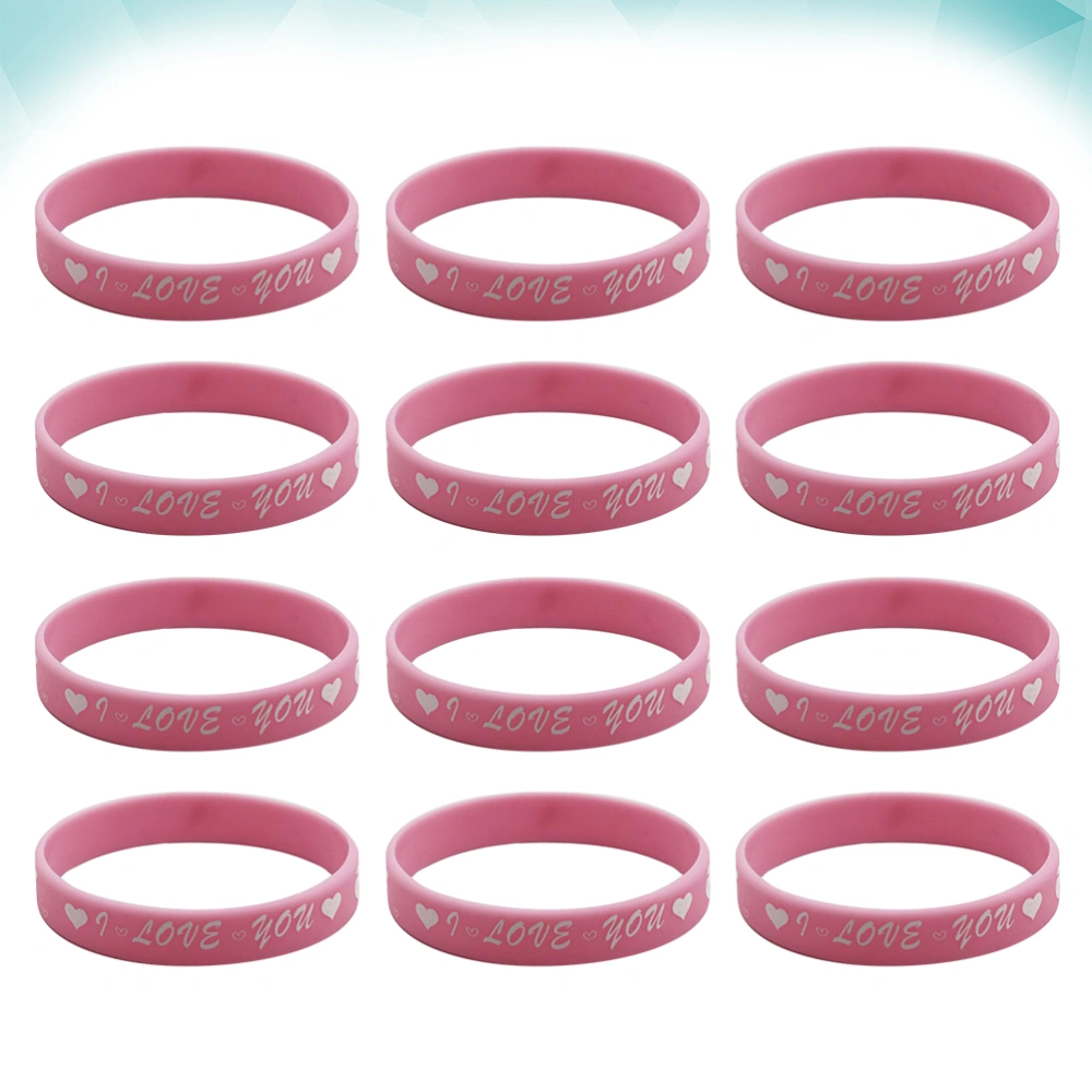 12pcs Valentine's Day Bracelet Wristbands Party Hand Decoration Small Presents Party Supplies for Festival (Pattern 1)