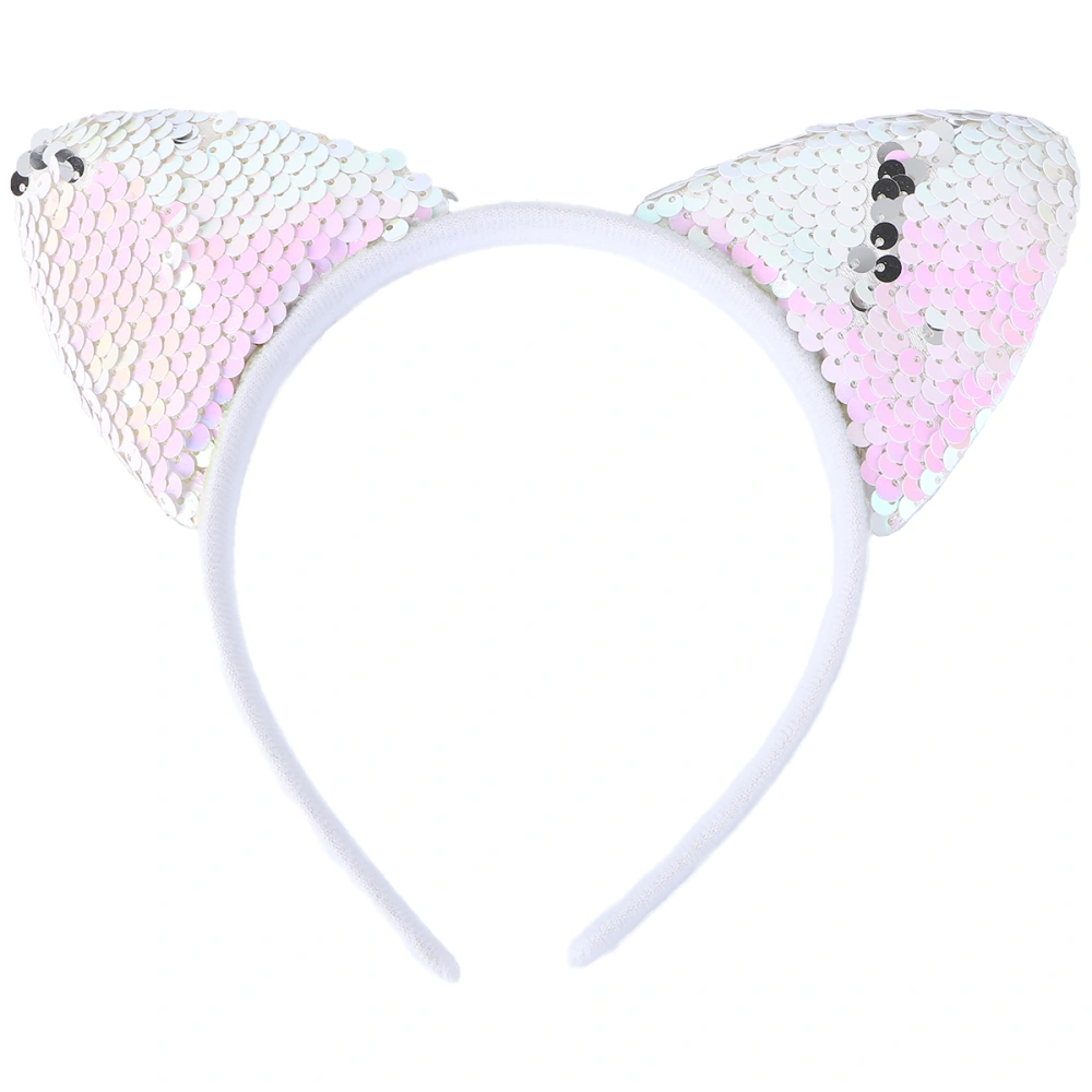 1Pc Cat Ears Headband Girls Hair Glittering Headdress for Halloween