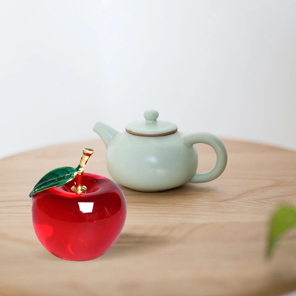 Crystal Apple Paperweight Car Interior Crystal Fruit Apple Decor for Christmas Gift