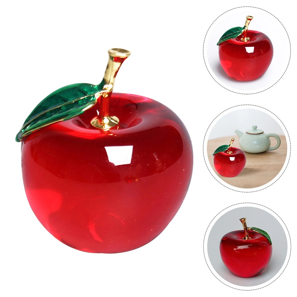 Crystal Apple Paperweight Car Interior Crystal Fruit Apple Decor for Christmas Gift