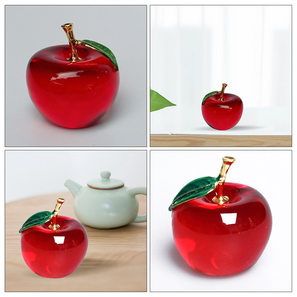 Crystal Apple Paperweight Car Interior Crystal Fruit Apple Decor for Christmas Gift
