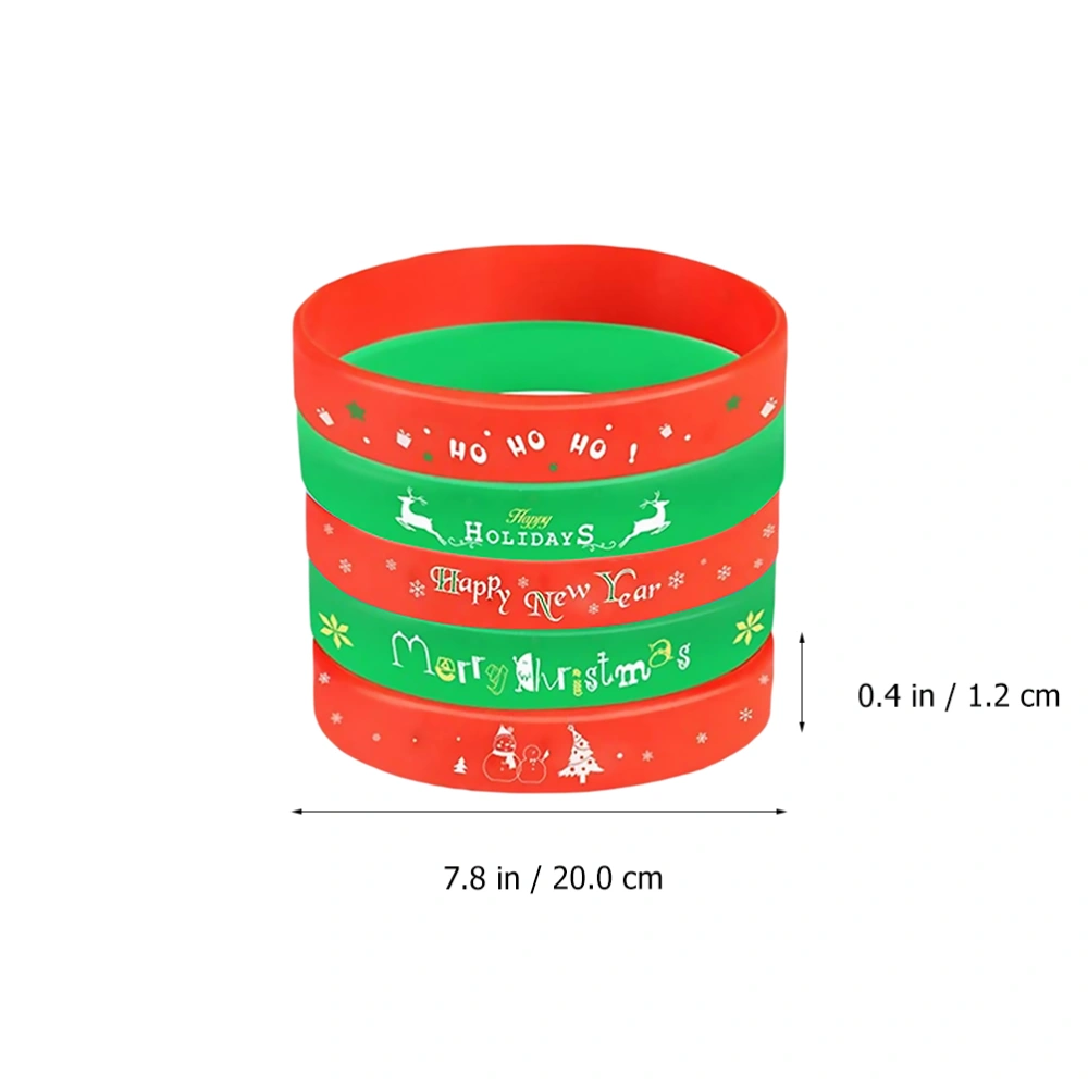 5Pcs Wristbands Christmas Wristband Silicone Bracelets Cartoon Wristband