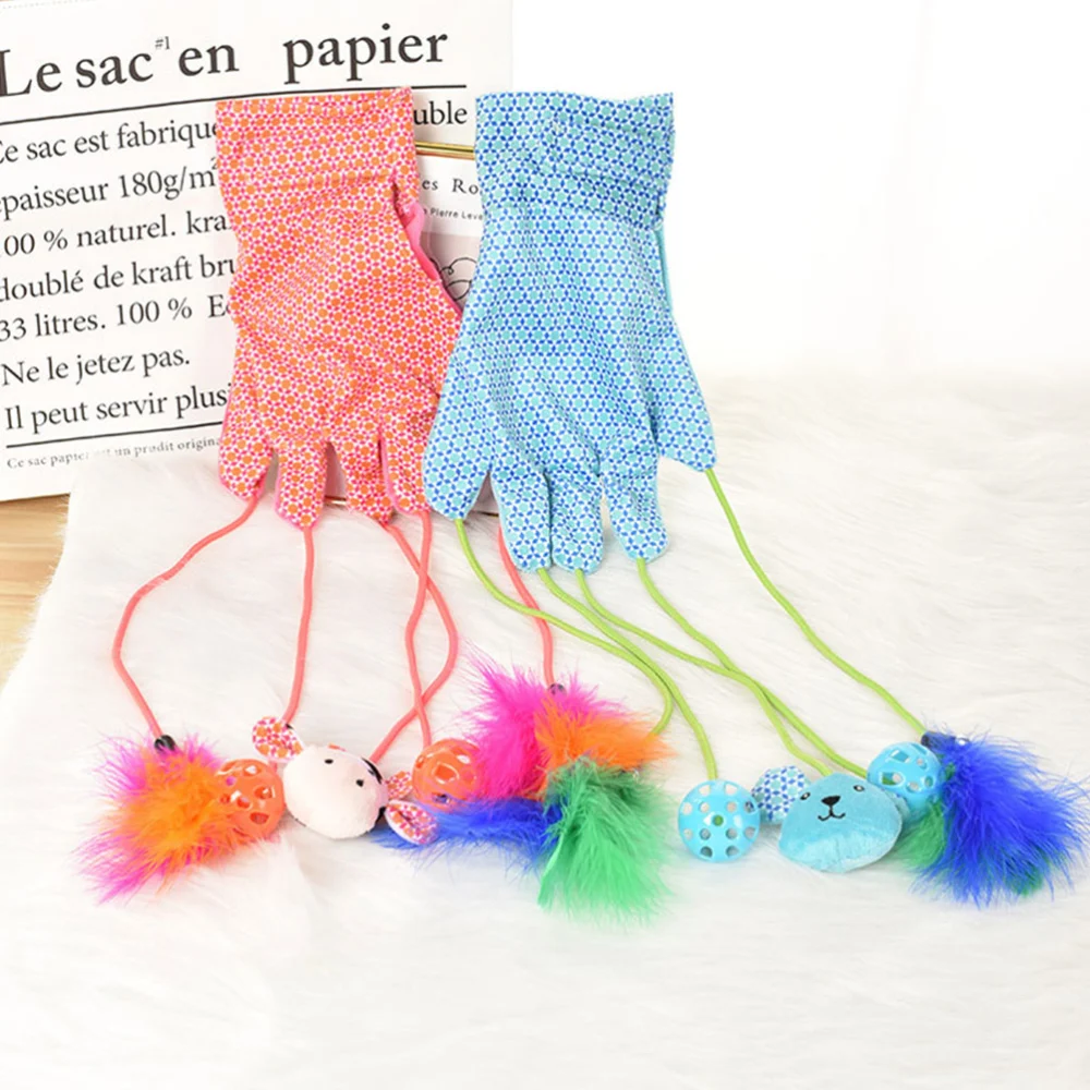 1PC Pet Cat Toy Teasing Cat Gloves Toy Intersting Teasing Cat Gloves Toy Sturdy Cat Gloves Toy for Home Store Use Pink