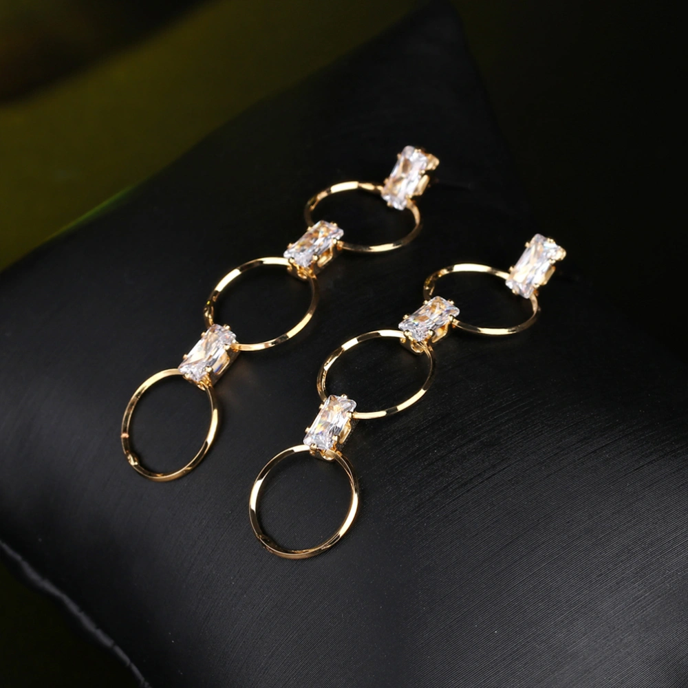 1Pair of Simple Personalized Earrings Crystal Earrings Environmental Friendly Alloy Earrings Retro Jewelry Decor(Golden)