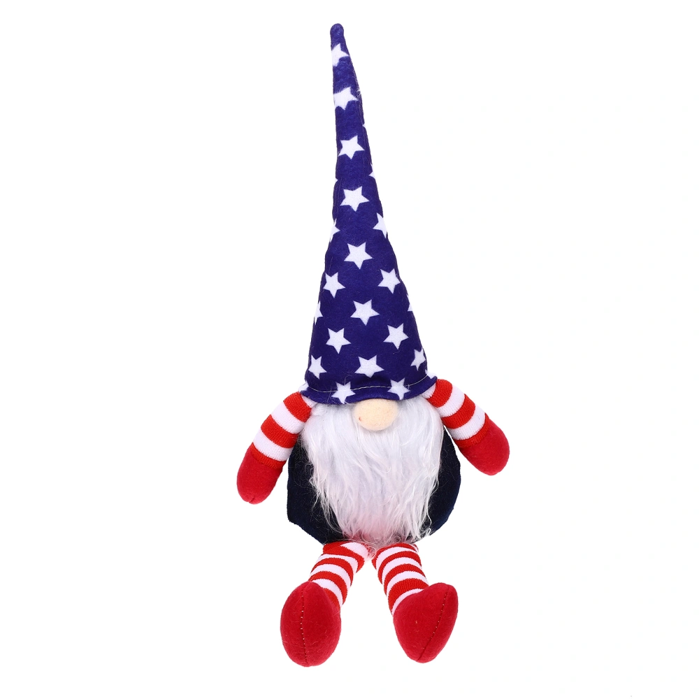 1pc Independence Day Five-pointed Star Hat Gnome Doll Adornment Home Decoration