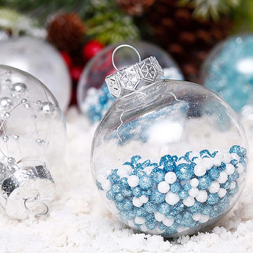 24Pcs Christmas Tree Hanging Adornment Mesh Transparent 6CM Balls (Transparent)