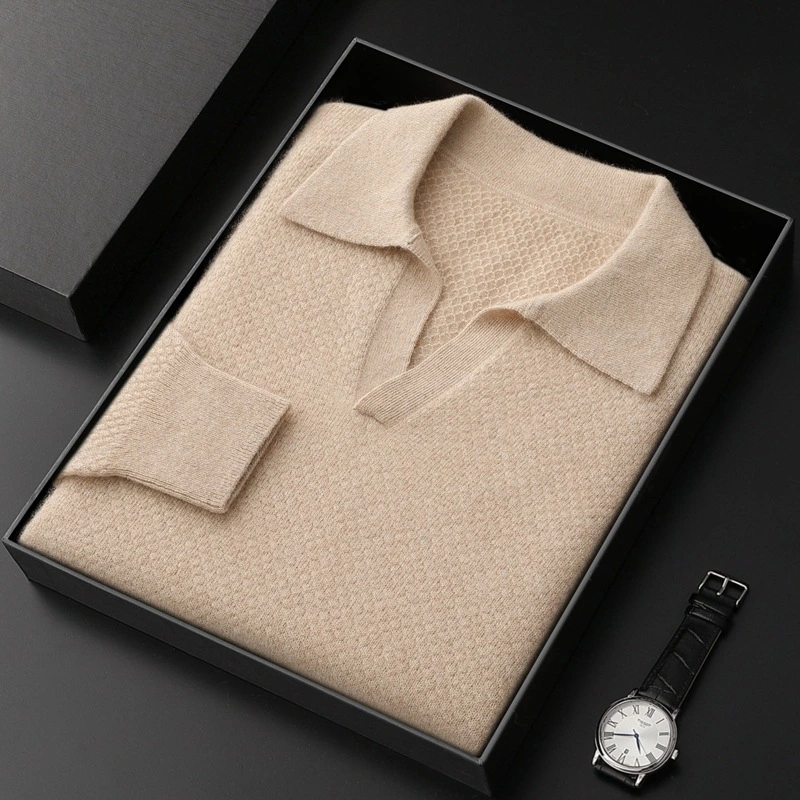 Autumn And Winter New Retro Polo Collar Pure Cashmere Shirt Women