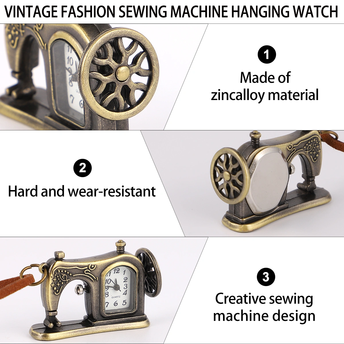 1PC Retro Pocket Watch Sewing Machinel Shape Watch Delicate  Pocket Watch