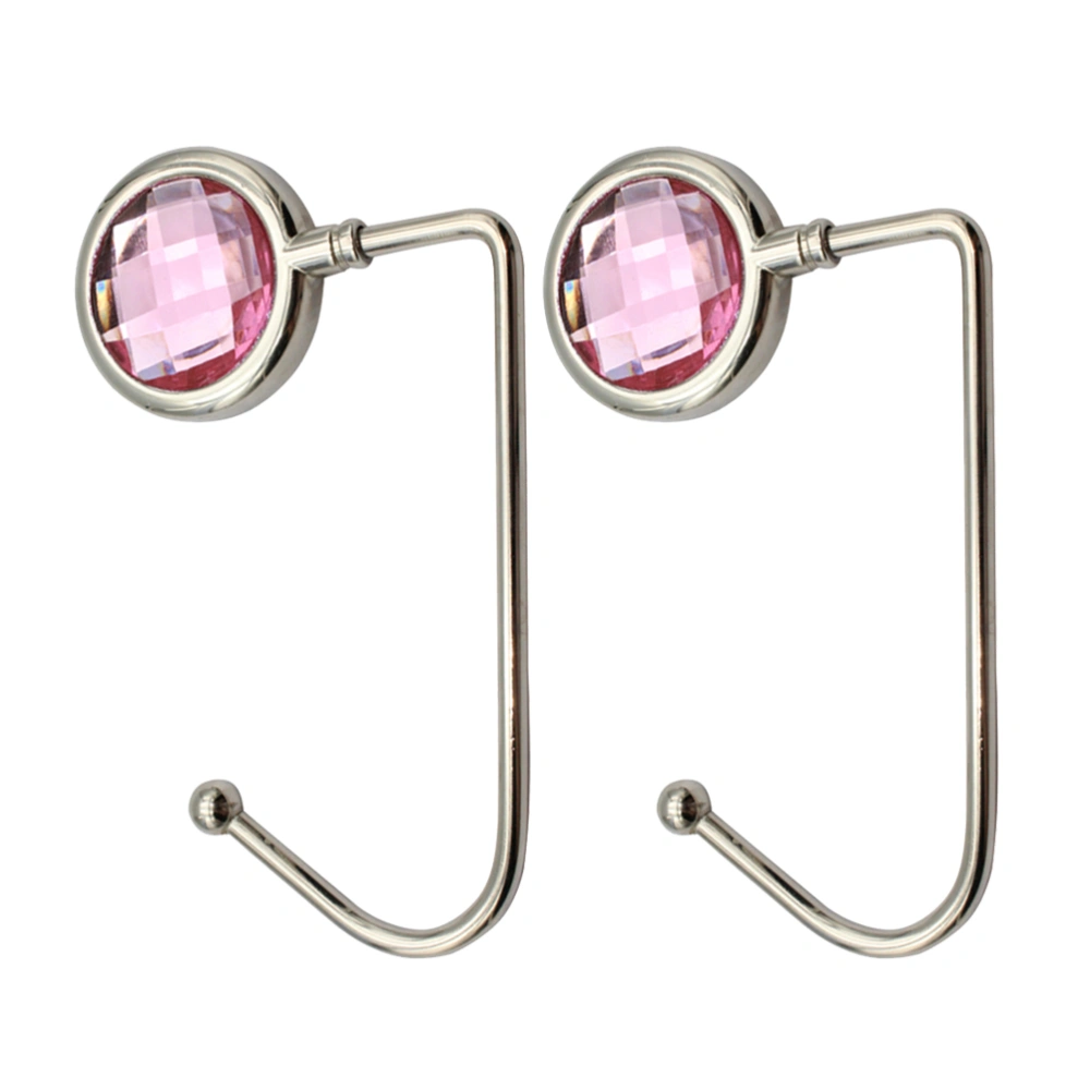 2pcs Alloy Bag Hooks Table Side Hooks Handbag Hangers Desktop Pouch Holders Durable Purse Hook (Pink)